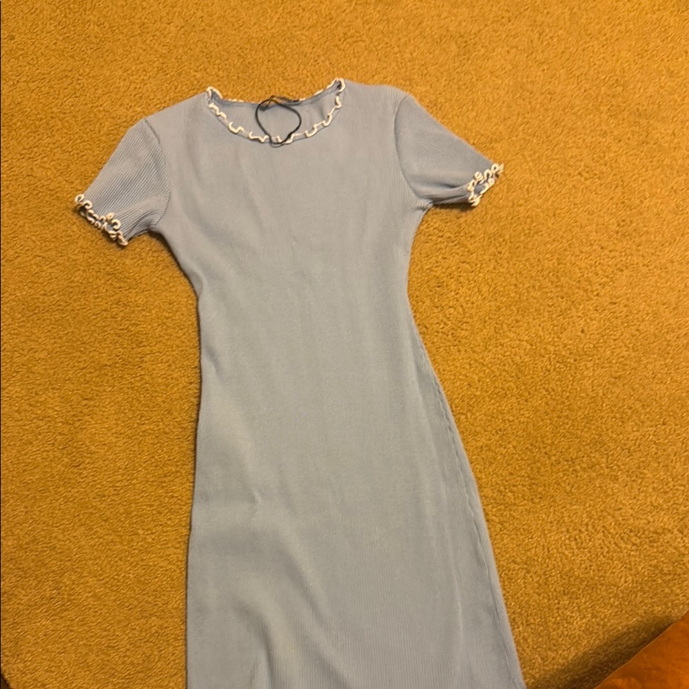 Blue Dress with White Trim